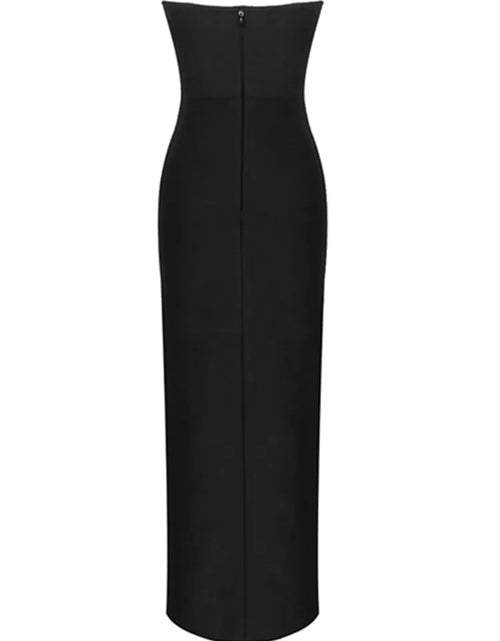 Load image into Gallery viewer, Women Winter Sexy Strapless Backless Split Black Maxi Long Bodycon Bandage Dress 2022 Elegant Evening Party Club Dress Vestidos
