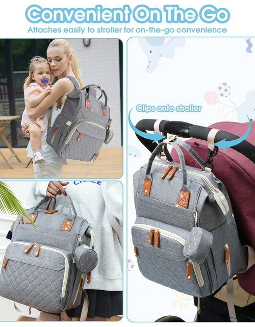 Load image into Gallery viewer, Diaper Bag Backpack, Portable Baby Bag Include Insulated Pocket, 3 in 1 Multi-Functional Travel Baby Diaper Bag with Diapers Changing Pad for Boys and Girls
