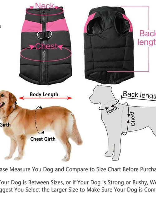 Load image into Gallery viewer, Waterproof Warm Dog Coat for Winter Pet Vest Jacket Clothes for Large Dogs (66Lb-110Lb) &quot;7Xl,Pink&quot;
