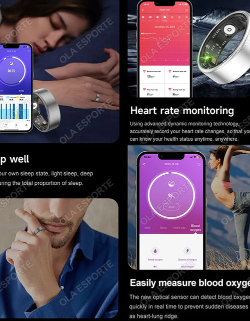 Load image into Gallery viewer, 2024 for XIAOMI SAMSUNG Smart Ring Men Women Heart Rate Blood Oxygen Monitor IP68 &amp; 5ATM Waterproof Smartring Multi-Sport Mode
