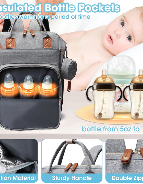 Load image into Gallery viewer, Diaper Bag Backpack, Portable Baby Bag Include Insulated Pocket, 3 in 1 Multi-Functional Travel Baby Diaper Bag with Diapers Changing Pad for Boys and Girls
