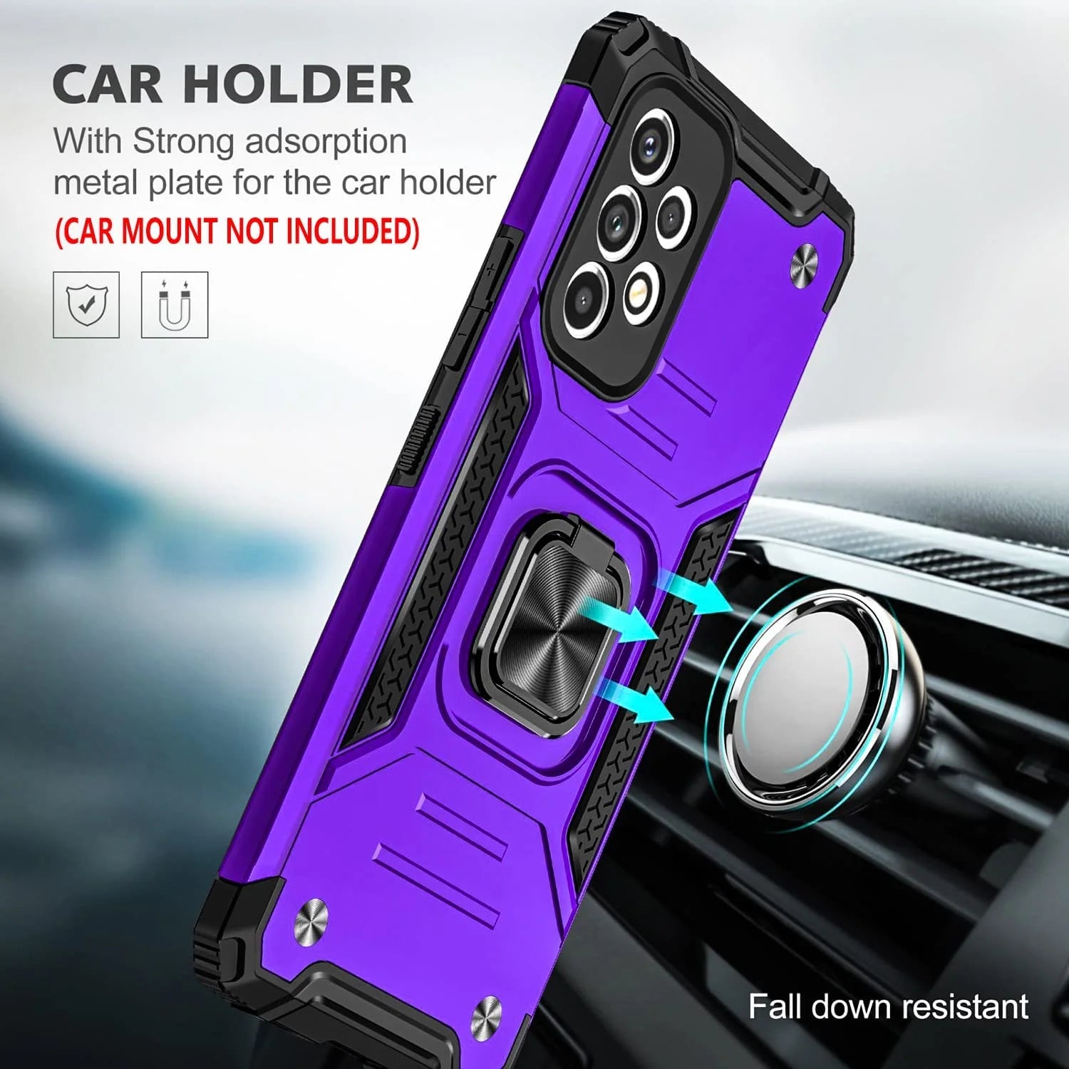 Samsung Galaxy S22 Ultra Case,  Ring Stand Shockproof Cover+Screen Protector-Purple