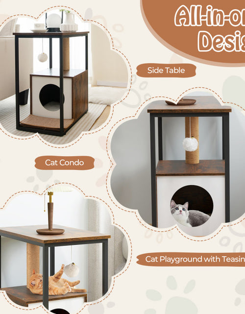 Load image into Gallery viewer, Cat Furniture End Table Cat House with Scratching Post
