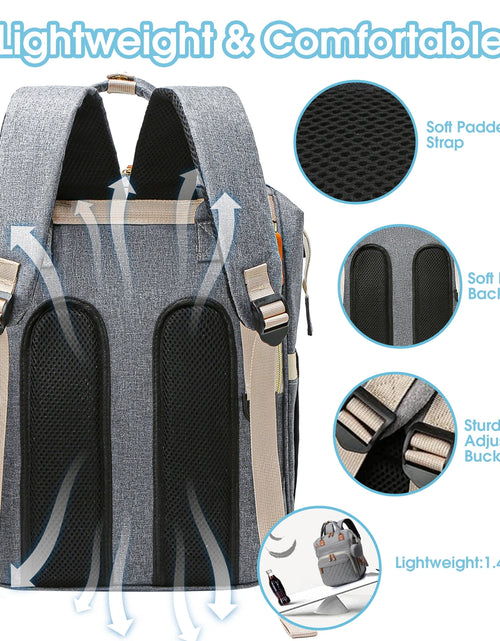 Load image into Gallery viewer, Diaper Bag Backpack, Portable Baby Bag Include Insulated Pocket, 3 in 1 Multi-Functional Travel Baby Diaper Bag with Diapers Changing Pad for Boys and Girls
