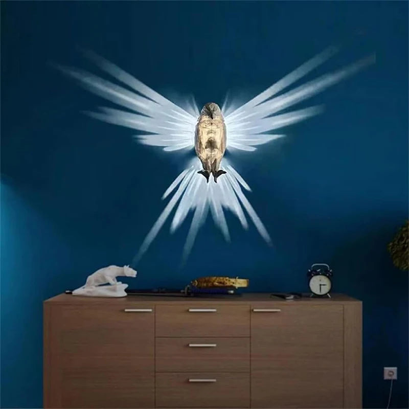 Wall Lamp Owl Eagle Shape Projector Modern Creative Atmosphere Sconce Light 3D Print Body Animal Lighting Lustre Halloween Xmas