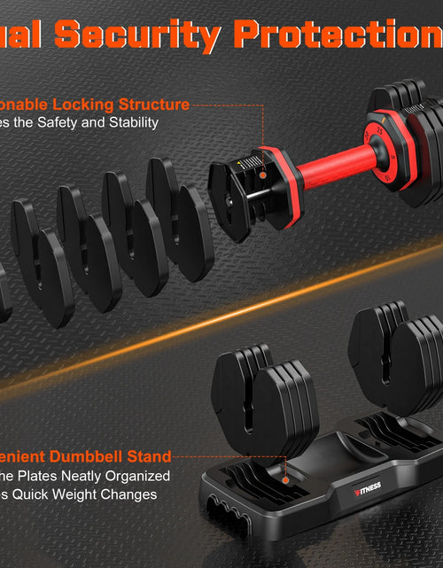 Load image into Gallery viewer, 55Lb 5 in 1 Adjustable Dumbbell Free Weights Plates and Rack - Hand Weights for Women and Men - Adjust Weight for Home Gym Full Body Workout Fitness
